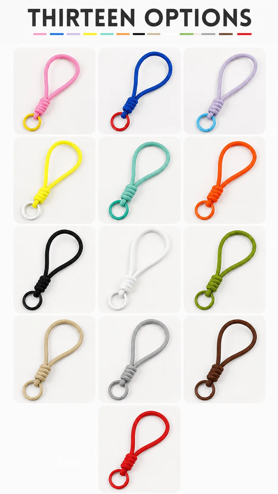 Fashion Braided Wrist Loop Keychain Cord with Spring Ring for DIY Phone Lanyard and Bag Accessories product detail 3