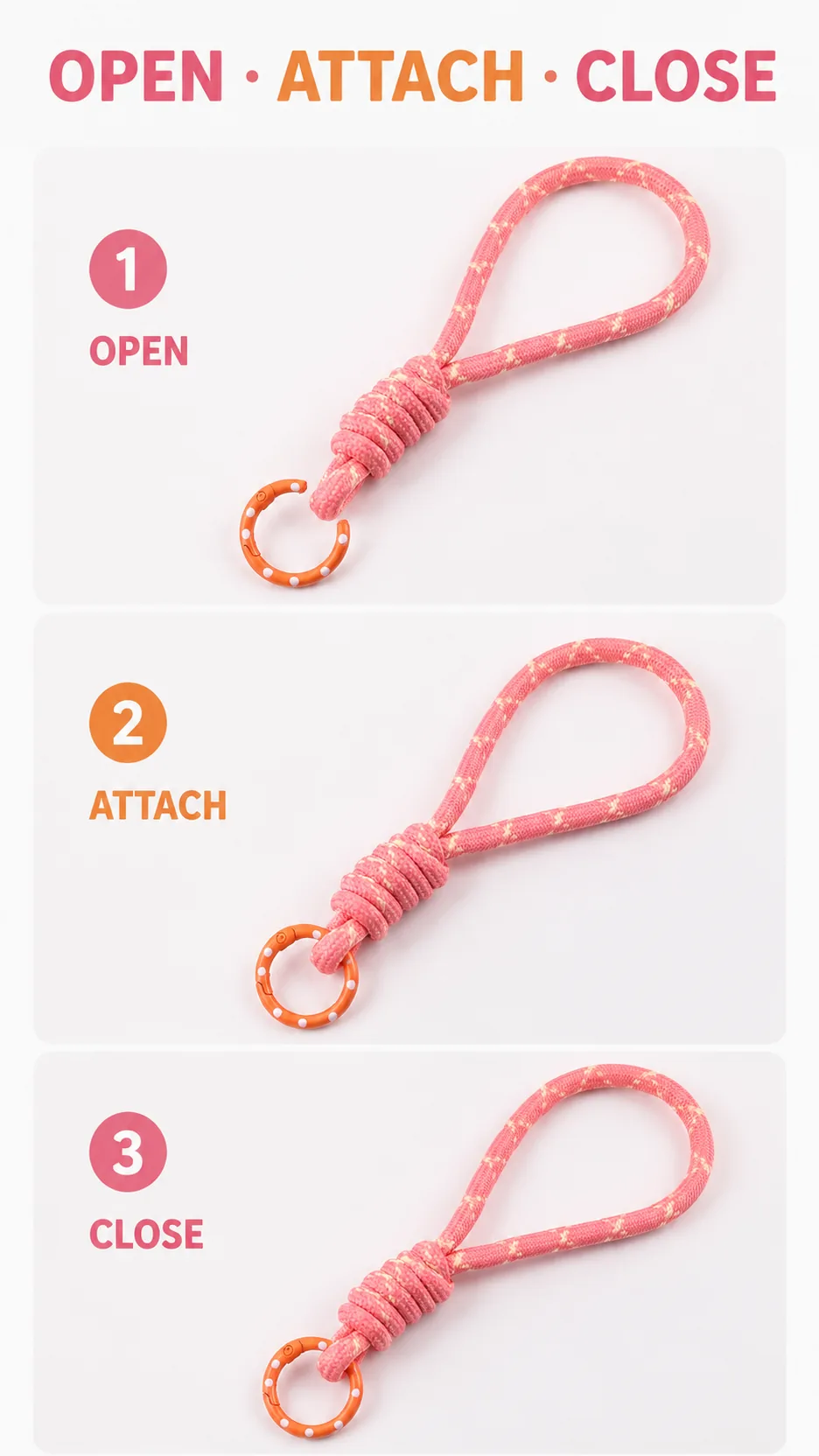 Fashion Braided Wrist Loop Keychain Cord with Spring Ring for DIY Phone Lanyard and Bag Accessories product detail 4