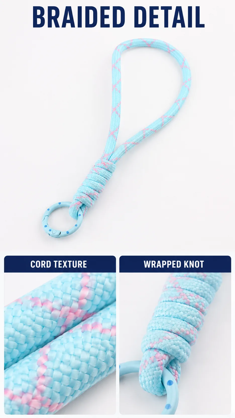 Fashion Braided Wrist Loop Keychain Cord with Spring Ring for DIY Phone Lanyard and Bag Accessories product detail 7