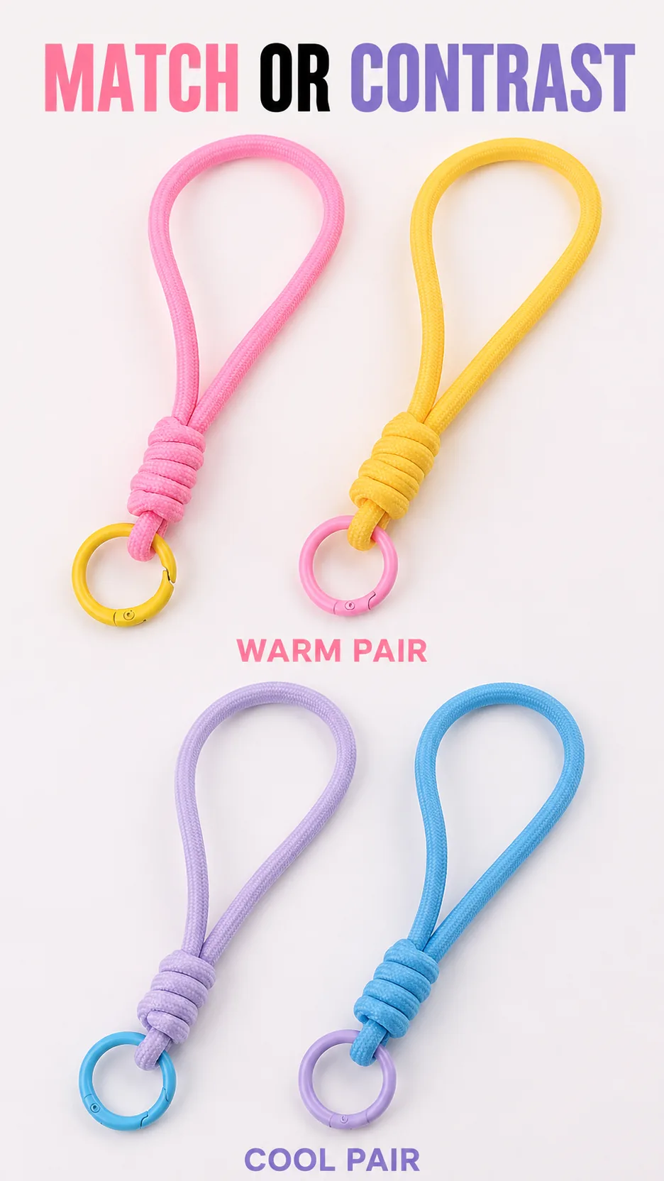 Fashion Braided Wrist Loop Keychain Cord with Spring Ring for DIY Phone Lanyard and Bag Accessories product detail 8