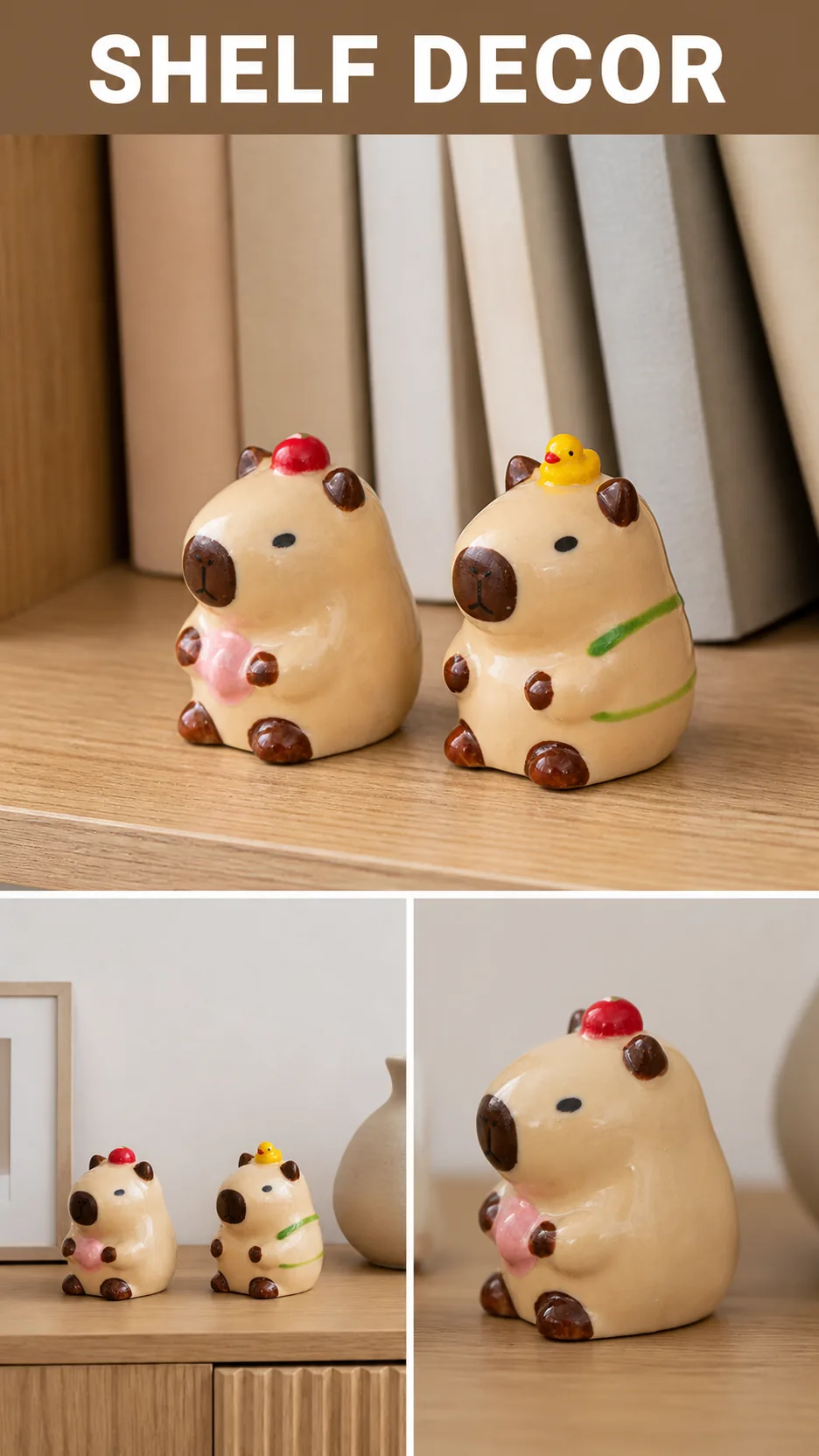 Cute Capybara Ceramic Figurine Desktop Ornament Apple Lotus Duck Turtle Style Home Decor Gift product detail 7