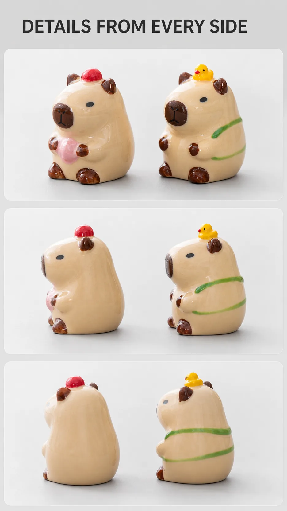Cute Capybara Ceramic Figurine Desktop Ornament Apple Lotus Duck Turtle Style Home Decor Gift product detail 8