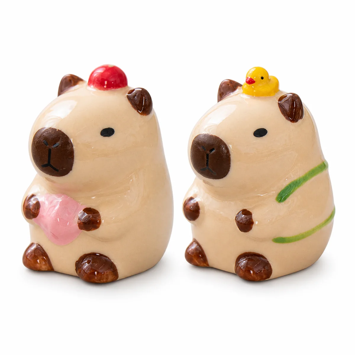 Cute Capybara Ceramic Figurine Desktop Ornament Apple Lotus Duck Turtle Style Home Decor Gift