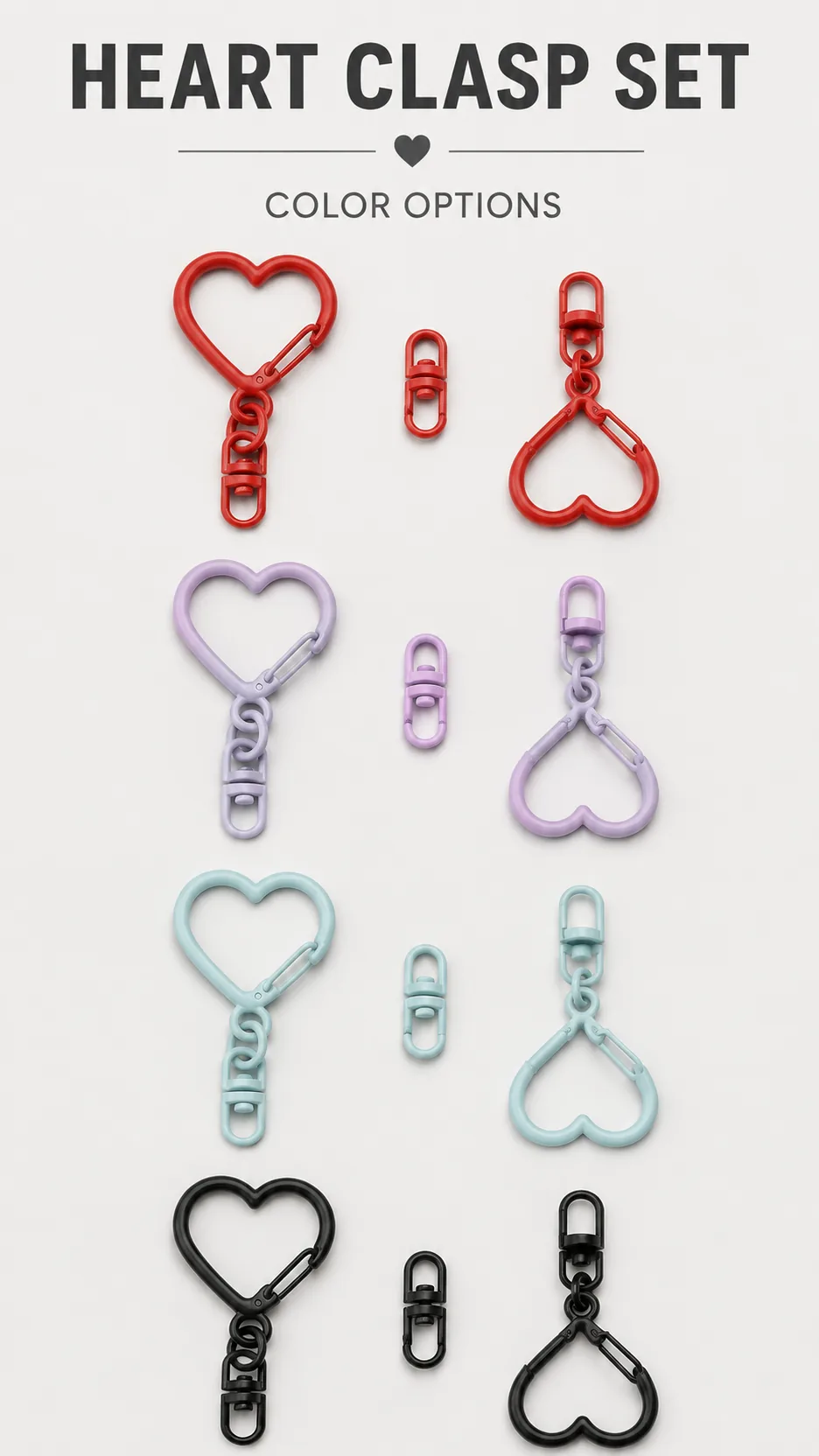 Wholesale Heart Shaped Metal Carabiner Keychain Clasp DIY Bag Accessory Hardware product detail 1