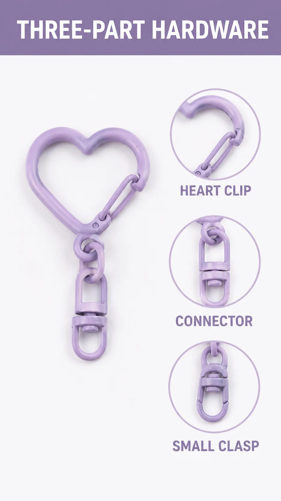 Wholesale Heart Shaped Metal Carabiner Keychain Clasp DIY Bag Accessory Hardware product detail 2