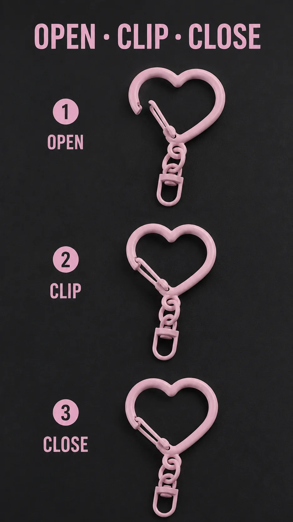 Wholesale Heart Shaped Metal Carabiner Keychain Clasp DIY Bag Accessory Hardware product detail 4