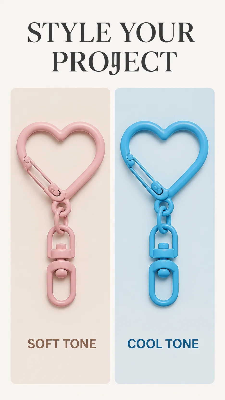 Wholesale Heart Shaped Metal Carabiner Keychain Clasp DIY Bag Accessory Hardware product detail 8