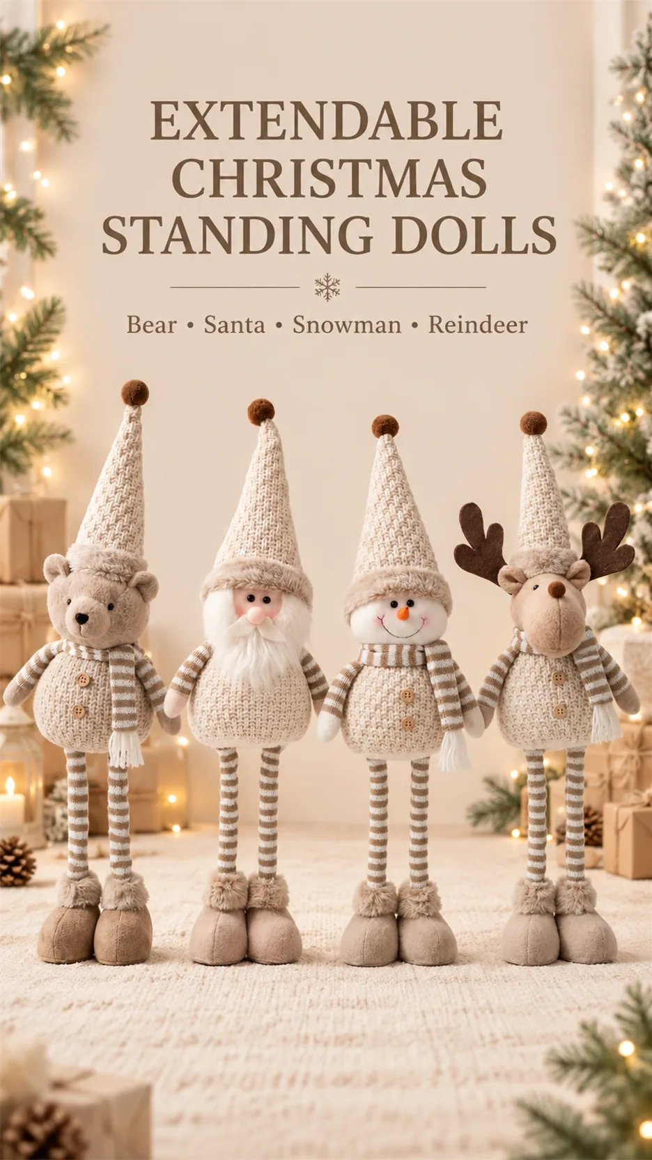 New Christmas karchi knitting, scalding old-legged reindeer snow bear, Christmas decorating doll. product detail 1