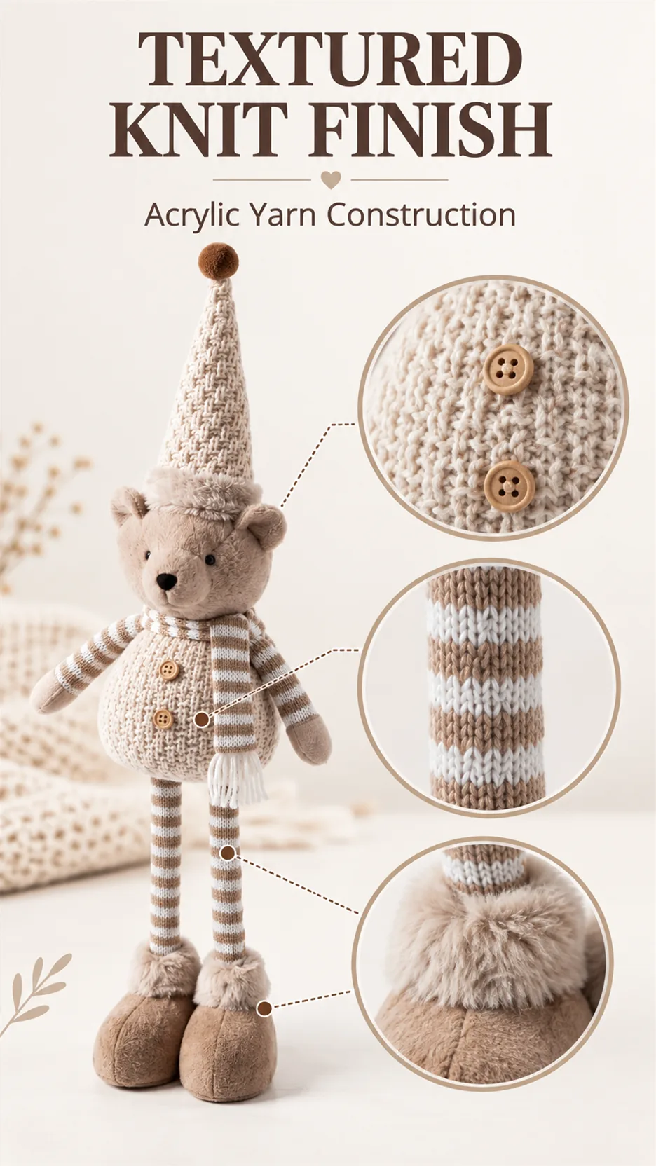 New Christmas karchi knitting, scalding old-legged reindeer snow bear, Christmas decorating doll. product detail 2