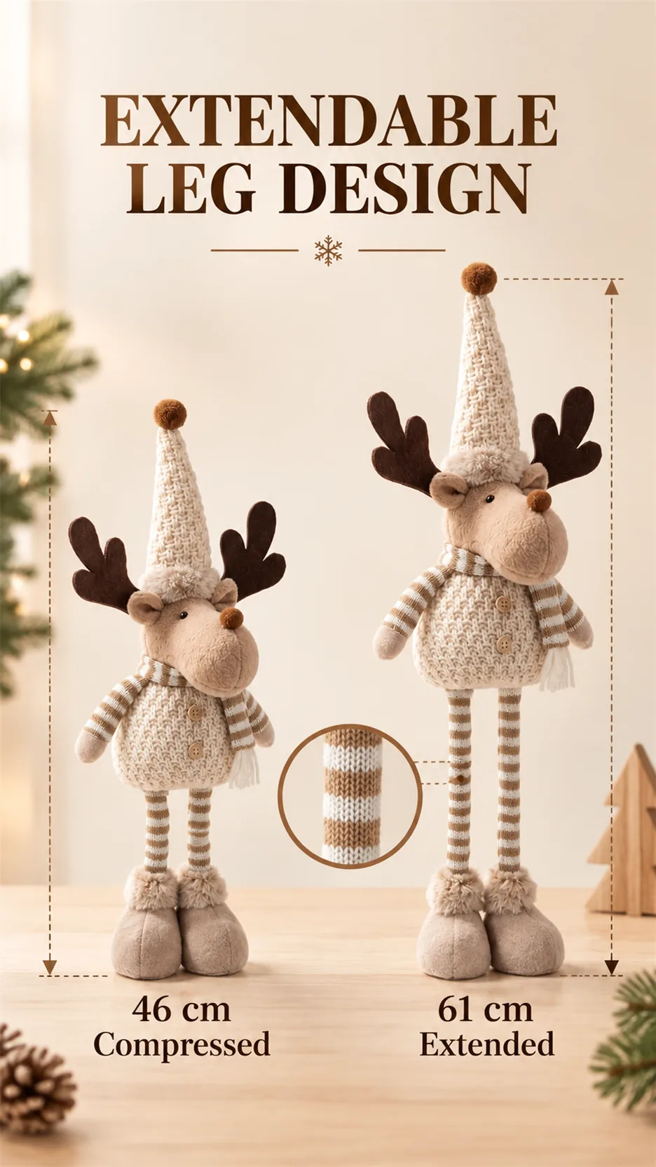 New Christmas karchi knitting, scalding old-legged reindeer snow bear, Christmas decorating doll. product detail 3