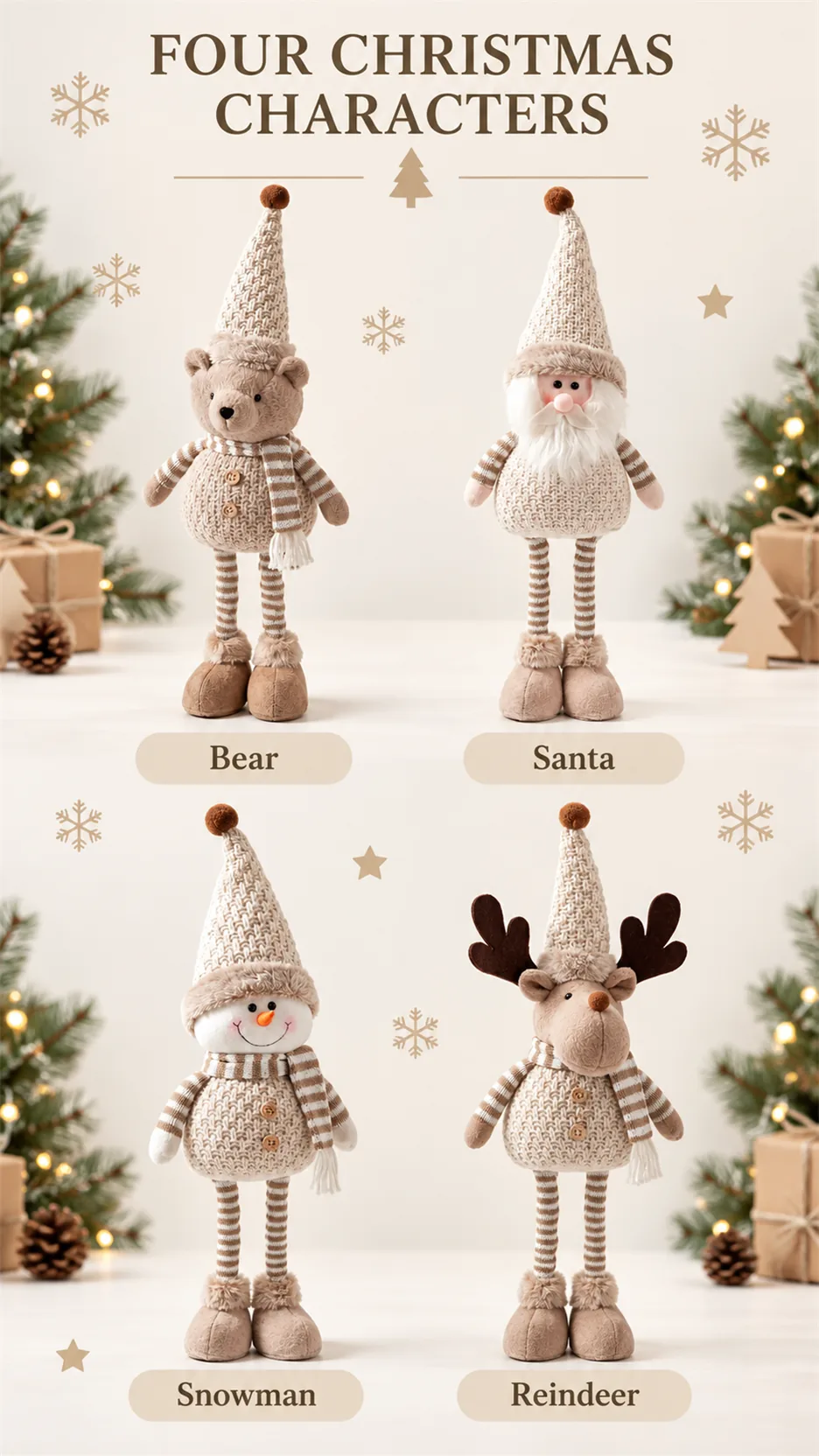 New Christmas karchi knitting, scalding old-legged reindeer snow bear, Christmas decorating doll. product detail 4