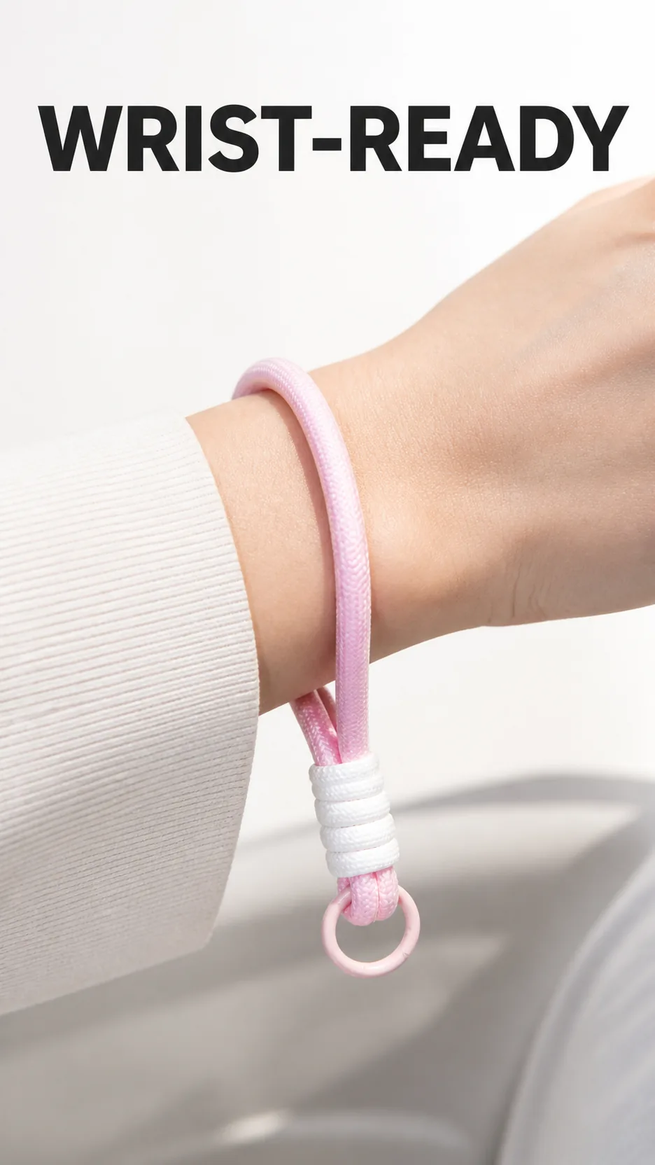 Universal Mesh Wrist Strap Keychain with Metal Ring for Phone and Keys product detail 5