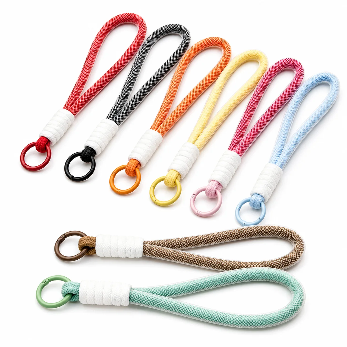 Universal Mesh Wrist Strap Keychain with Metal Ring for Phone and Keys