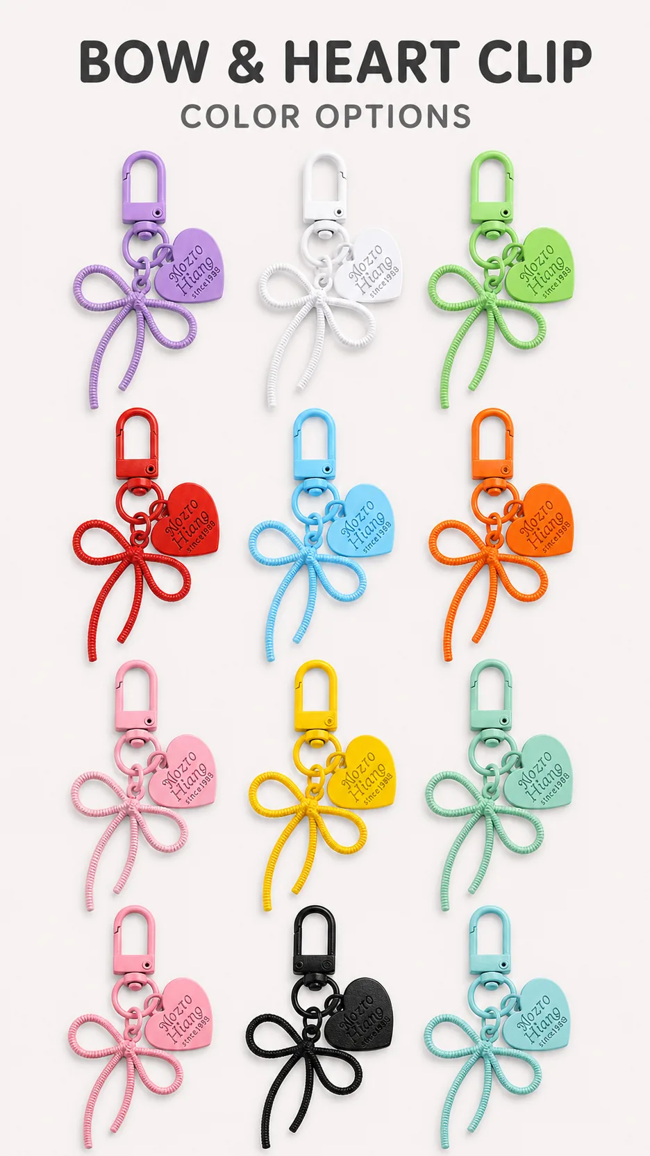 Creative Cartoon Bow Heart Shape Plastic Keychain Bag Charm DIY Accessory product detail 1