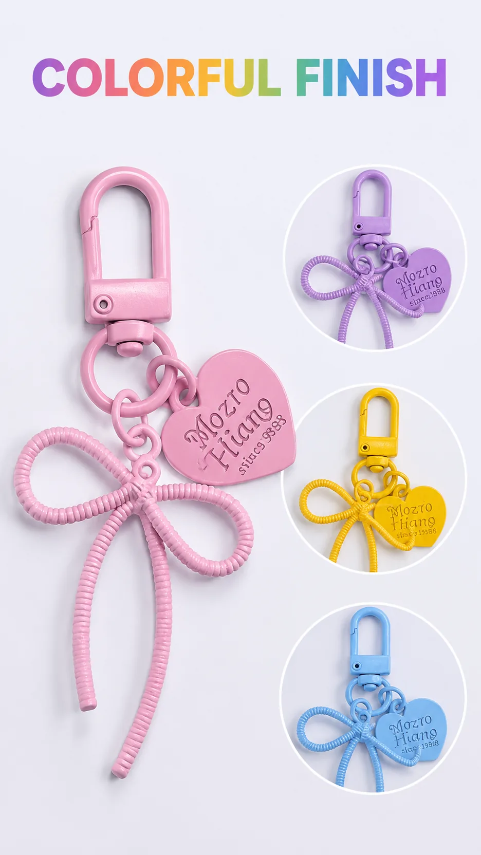 Creative Cartoon Bow Heart Shape Plastic Keychain Bag Charm DIY Accessory product detail 3