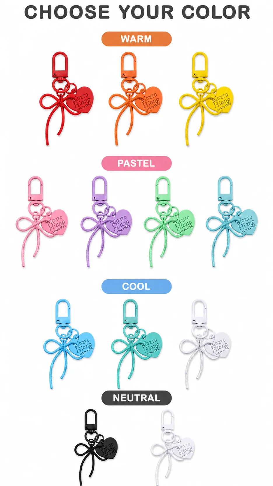 Creative Cartoon Bow Heart Shape Plastic Keychain Bag Charm DIY Accessory product detail 8