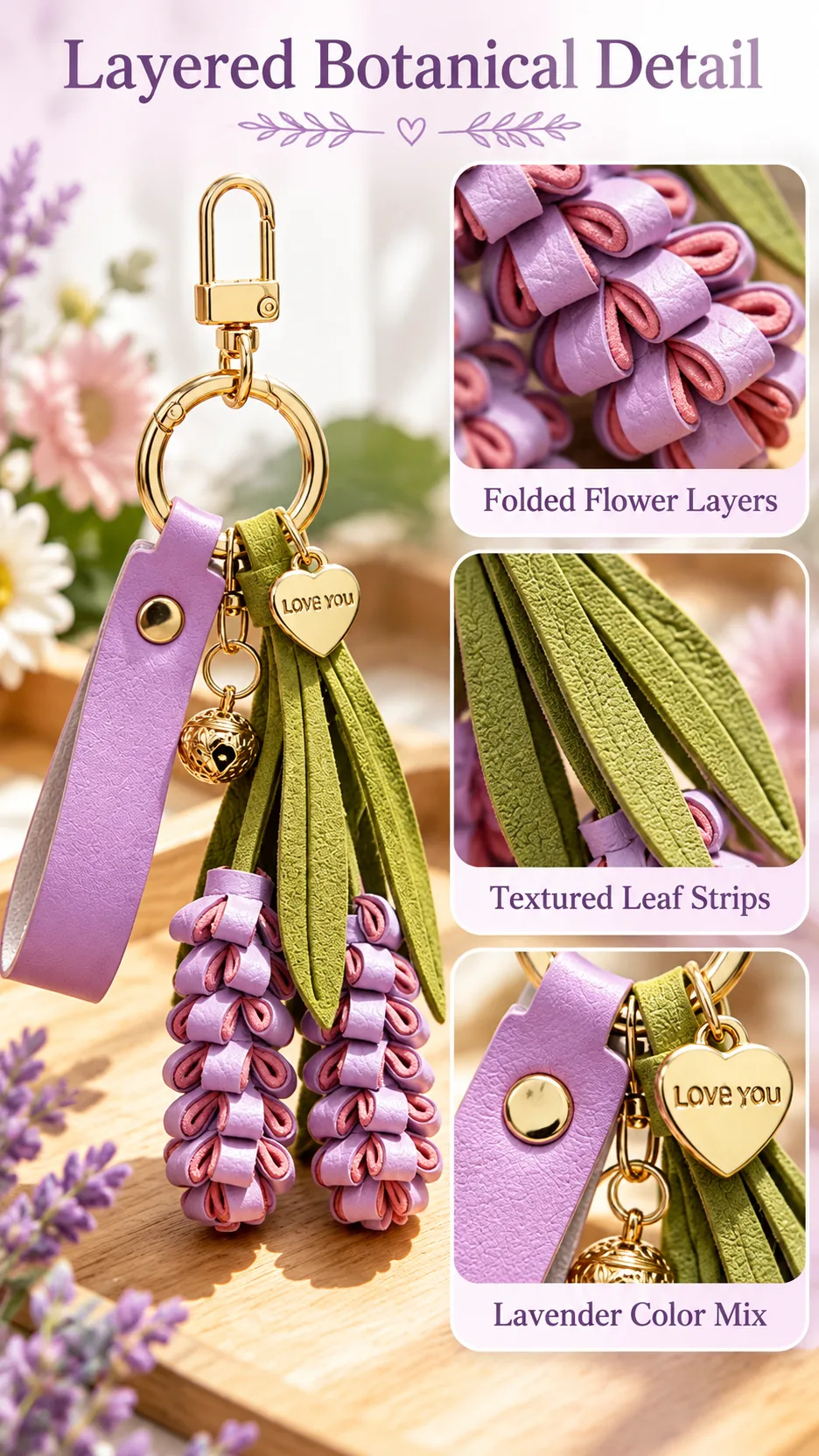 ♪ Purple lavender leather key button ♪ product detail 2