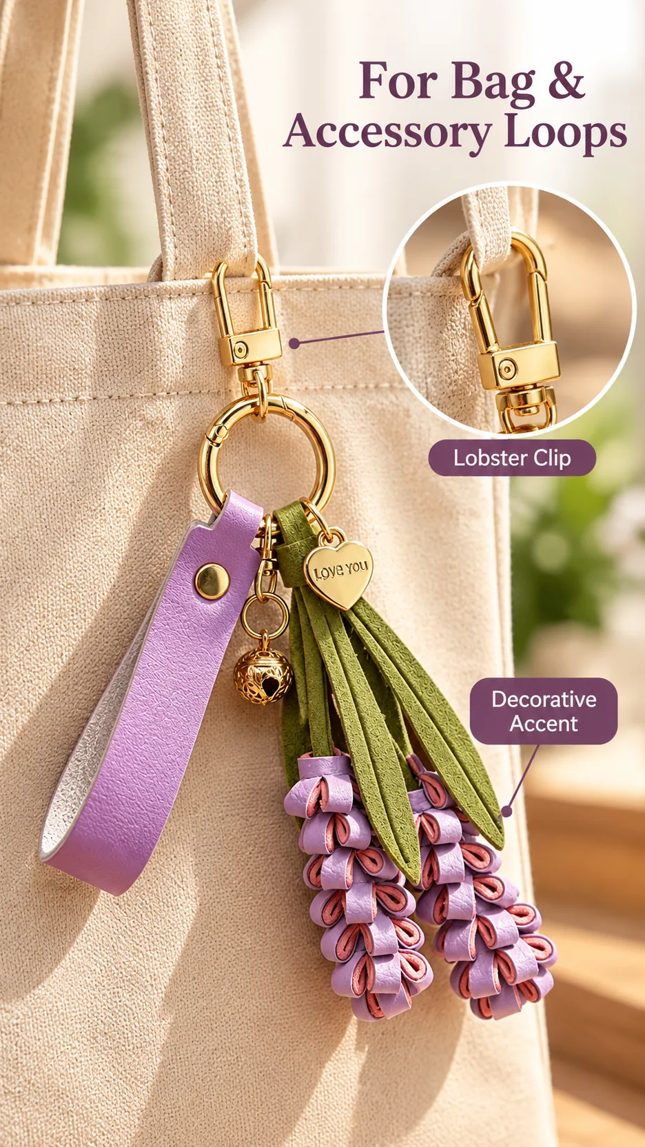 ♪ Purple lavender leather key button ♪ product detail 6