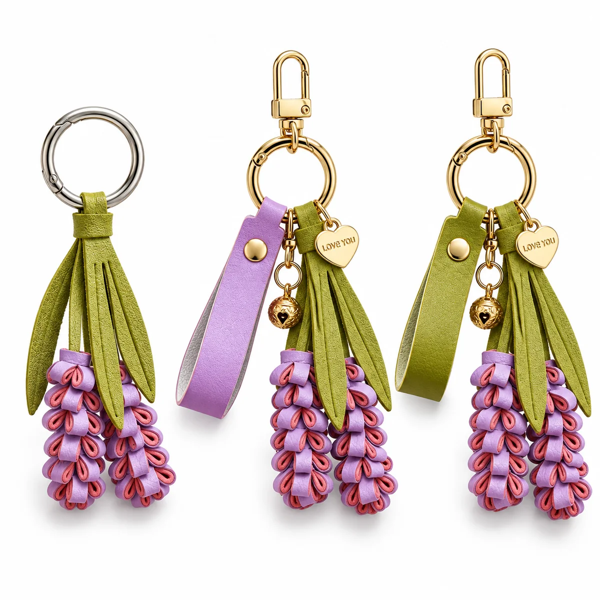 ♪ Purple lavender leather key button ♪