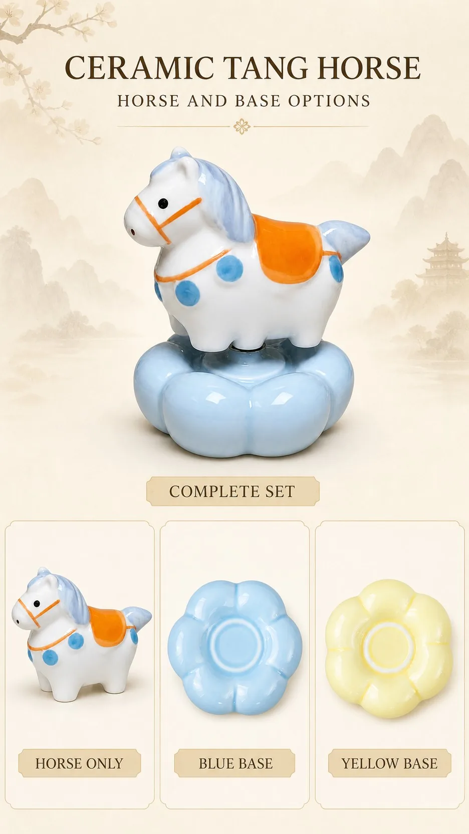 Rotating Ceramic Tang Horse Figurines product detail 1