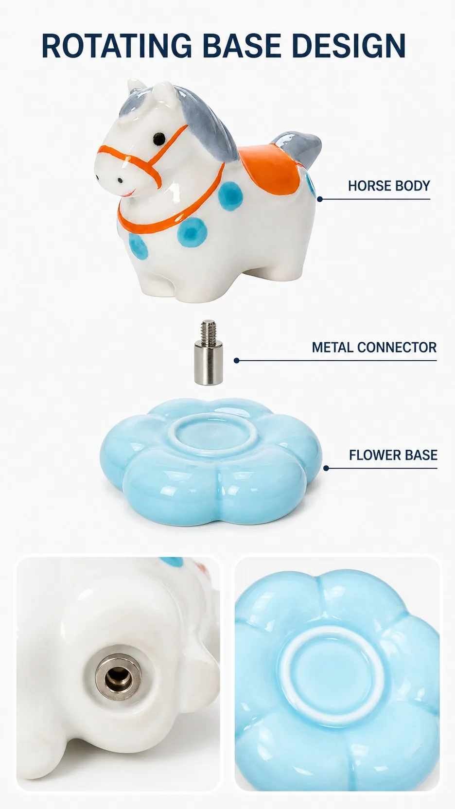 Rotating Ceramic Tang Horse Figurines product detail 3