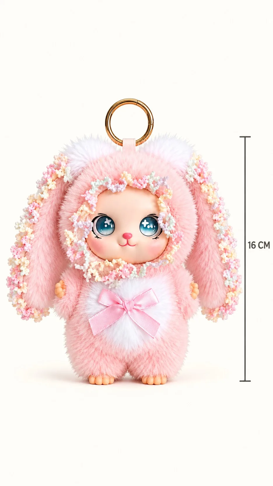 Cute Long Ear Rabbit Plush Keychain Bag Charm Soft Faux Fur Bunny Doll Pendant product detail 4