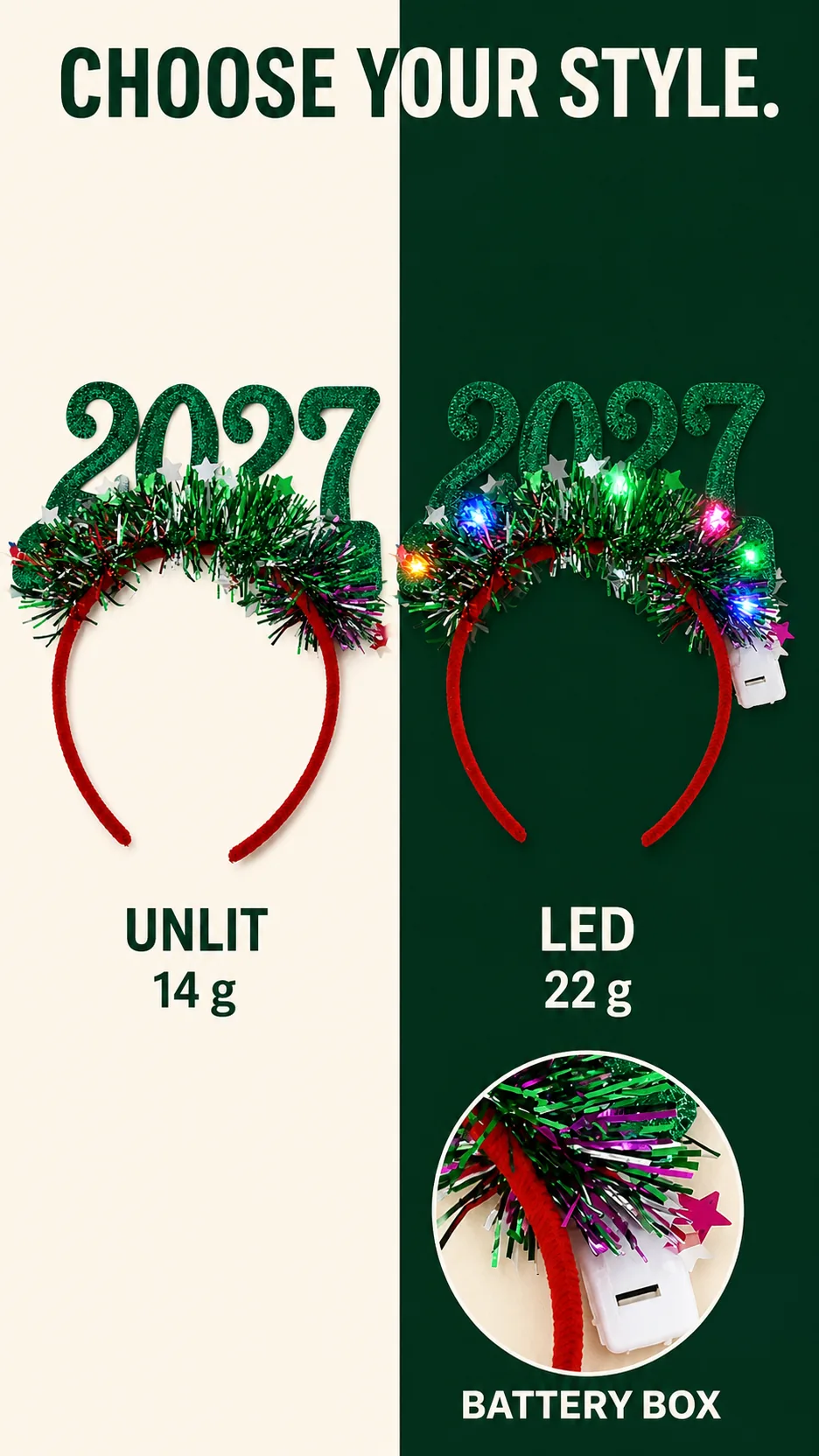 2027 LED New Year Party Headband product detail 8