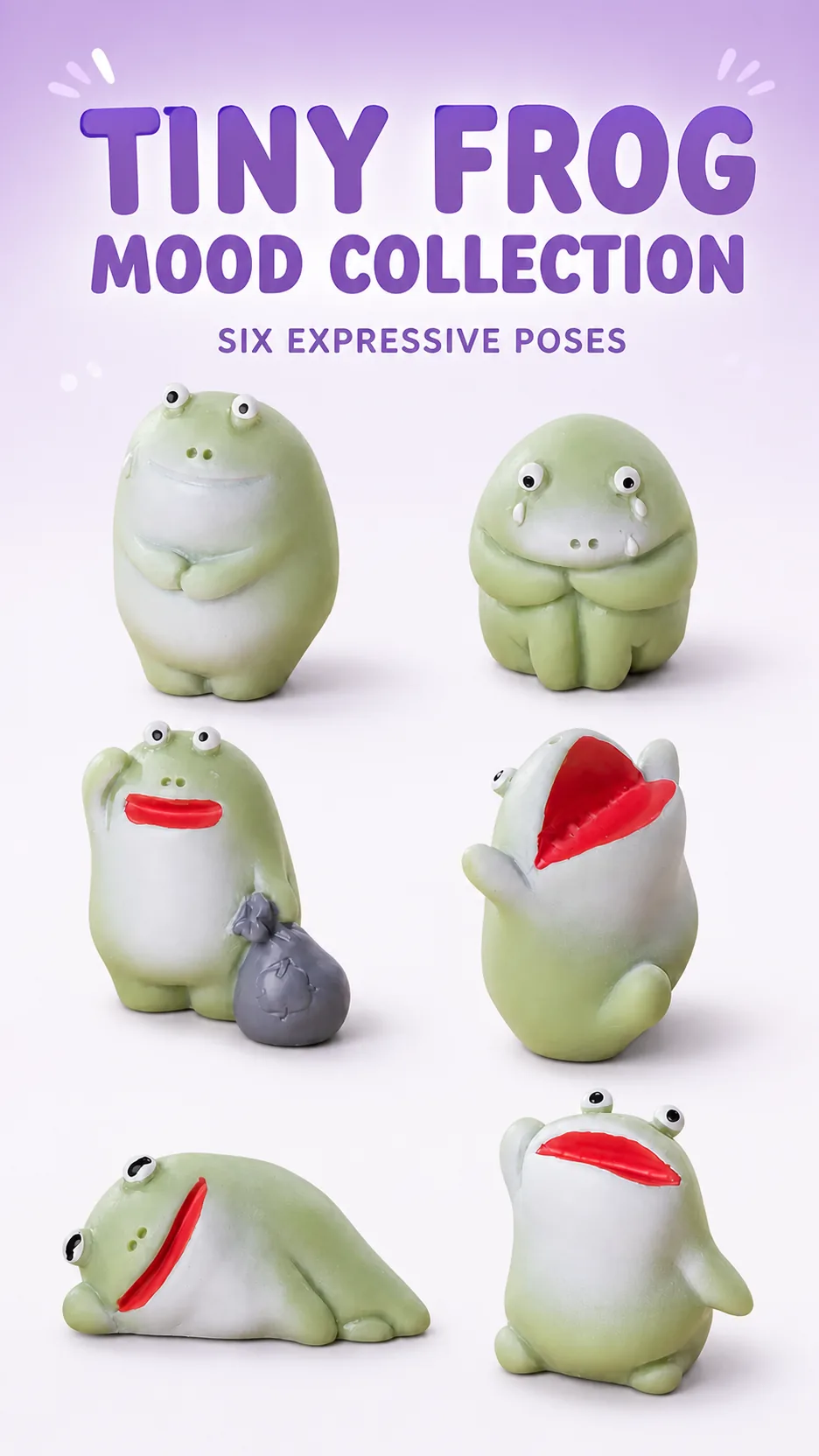 Tiny Frog Mood Collection Resin Miniature Figurines Funny Animal Desktop Decor product detail 1