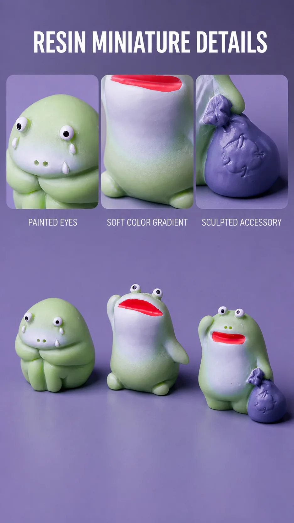 Tiny Frog Mood Collection Resin Miniature Figurines Funny Animal Desktop Decor product detail 2