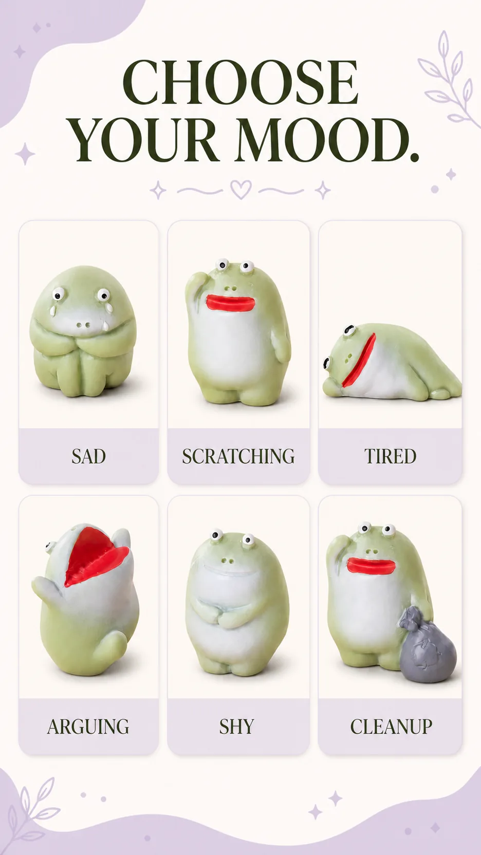 Tiny Frog Mood Collection Resin Miniature Figurines Funny Animal Desktop Decor product detail 5