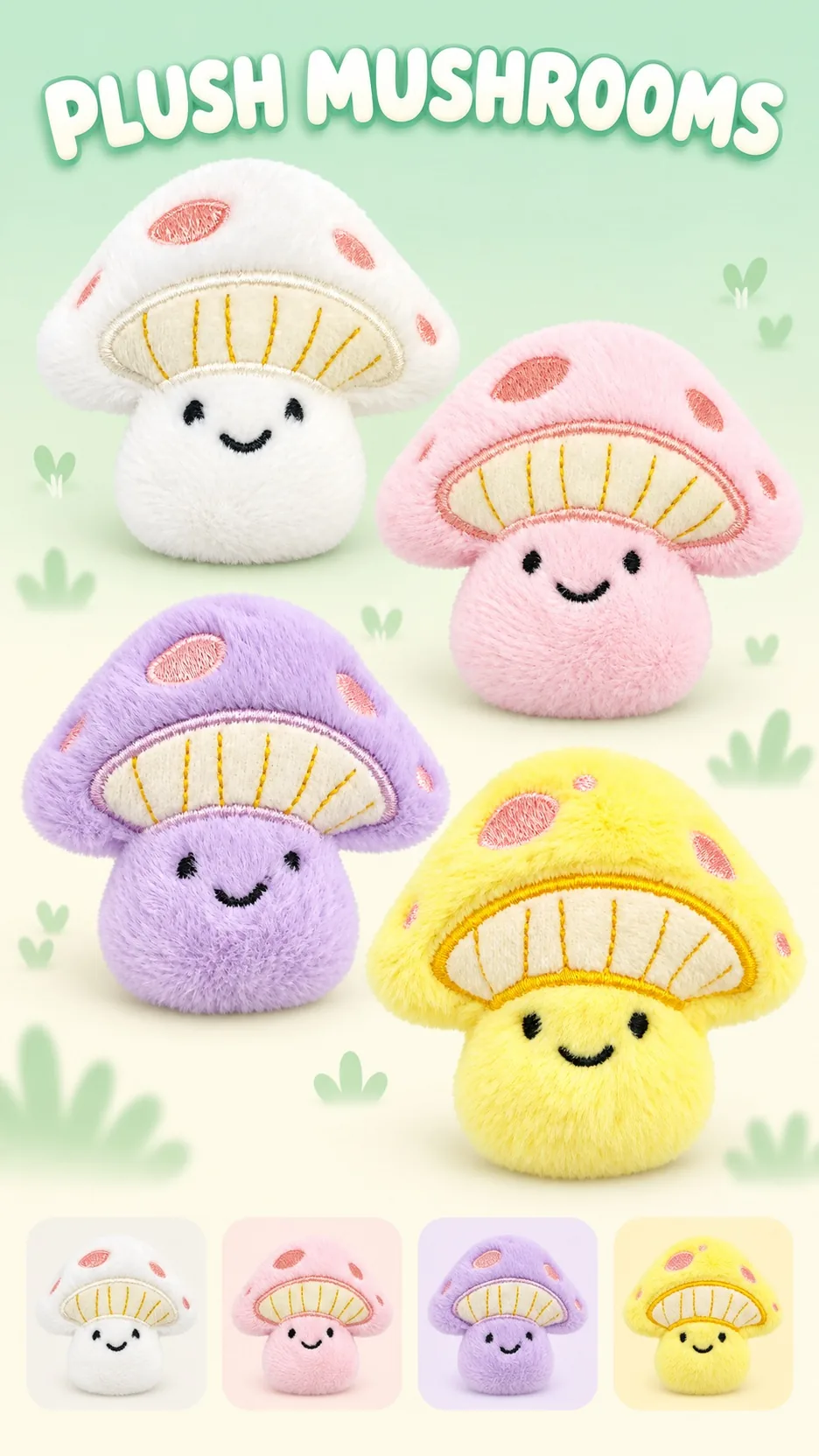 Cute Plush Mushroom Keychain Bag Charm Brooch Soft Stuffed Toy Accessory product detail 1