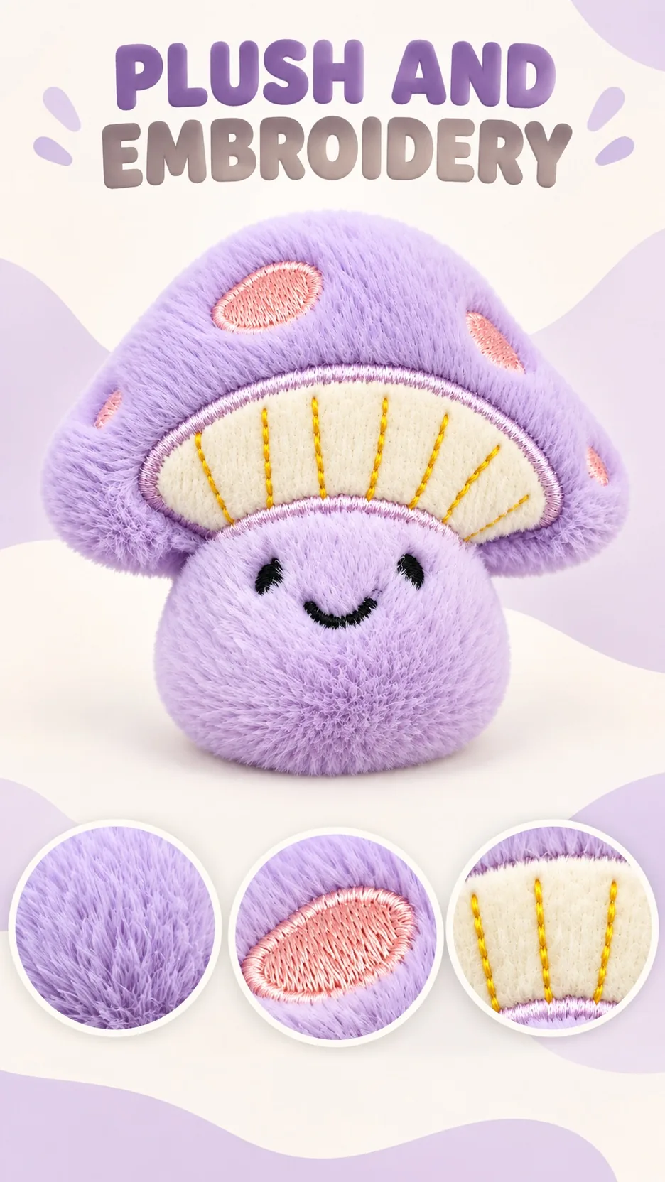Cute Plush Mushroom Keychain Bag Charm Brooch Soft Stuffed Toy Accessory product detail 2