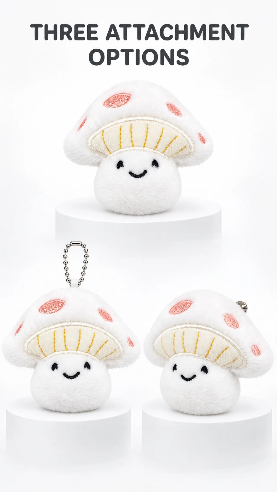 Cute Plush Mushroom Keychain Bag Charm Brooch Soft Stuffed Toy Accessory product detail 3