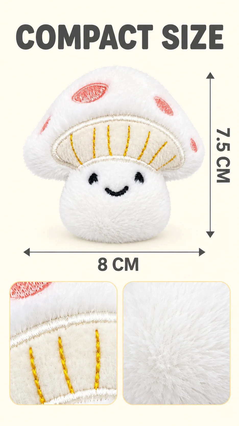 Cute Plush Mushroom Keychain Bag Charm Brooch Soft Stuffed Toy Accessory product detail 4