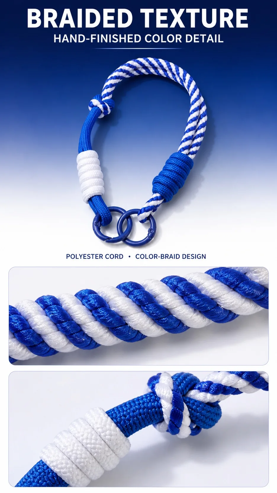 Handwoven Double-Clasp Colorblock Bag Charm Straps product detail 2