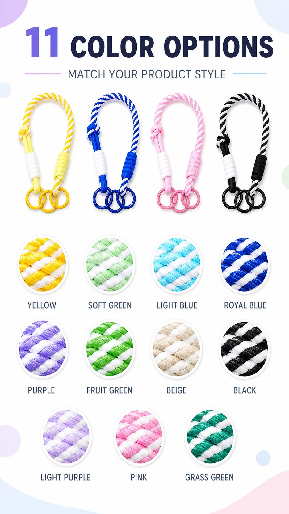 Handwoven Double-Clasp Colorblock Bag Charm Straps product detail 5
