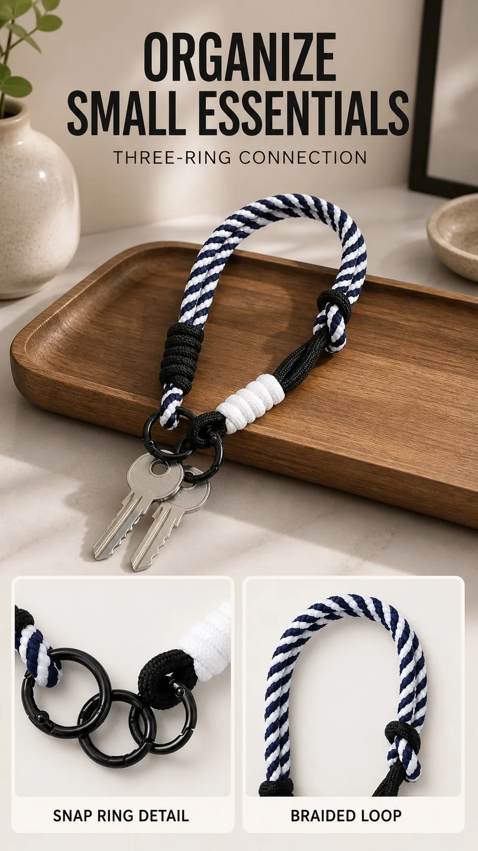 Handwoven Double-Clasp Colorblock Bag Charm Straps product detail 7