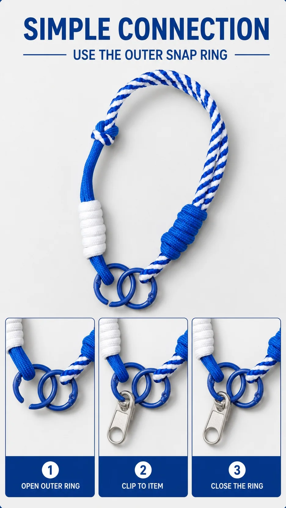 Handwoven Double-Clasp Colorblock Bag Charm Straps product detail 8