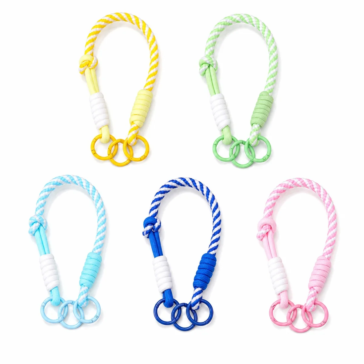 Handwoven Double-Clasp Colorblock Bag Charm Straps