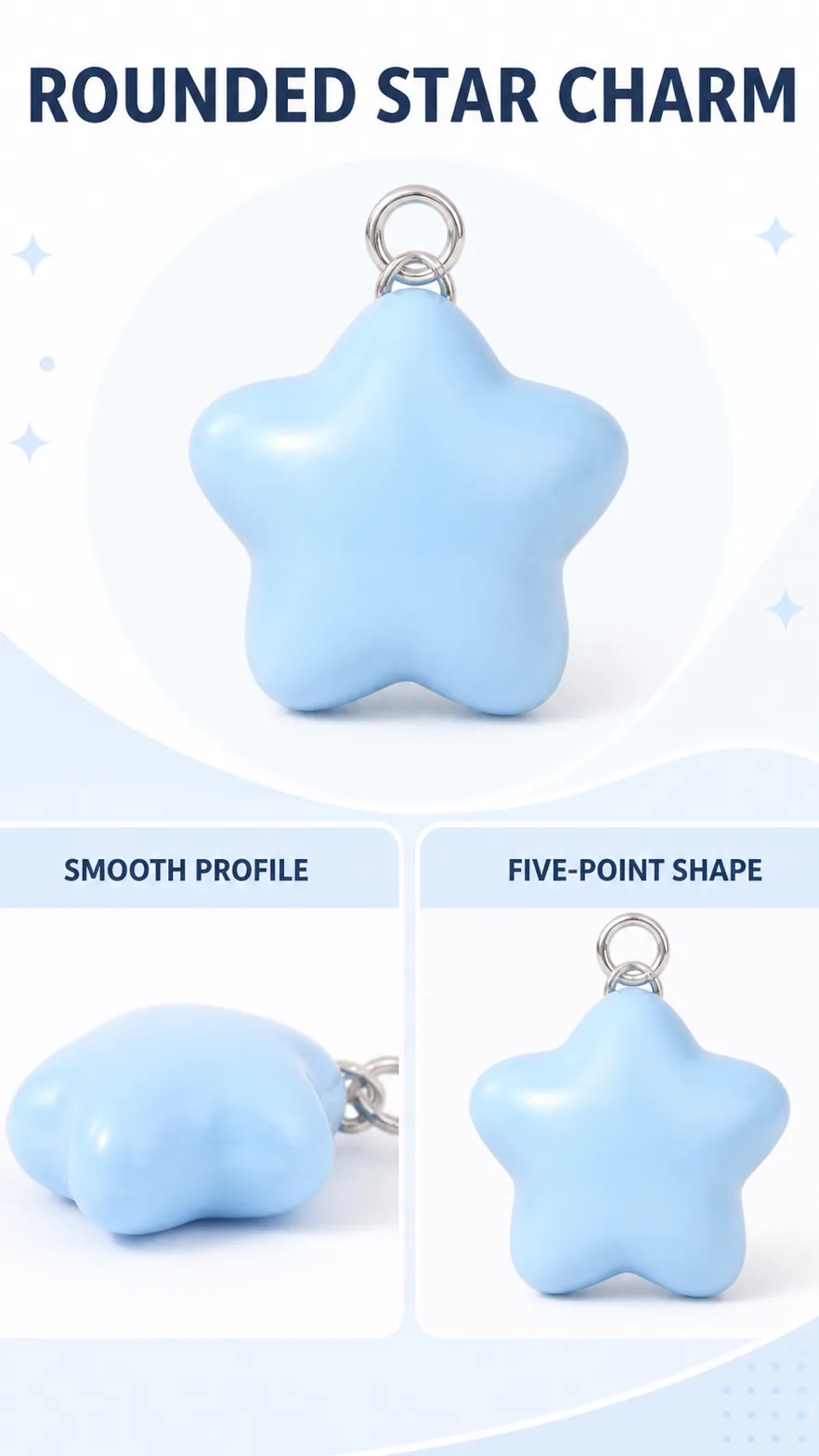 Dopamine Style Puffy Star Wrist Lanyard Keychain with Acrylic Card Holder product detail 2
