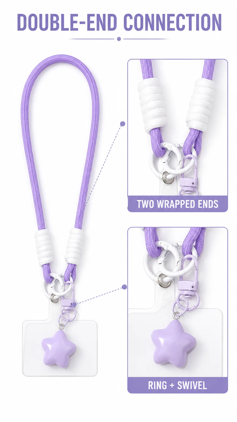 Dopamine Style Puffy Star Wrist Lanyard Keychain with Acrylic Card Holder product detail 3