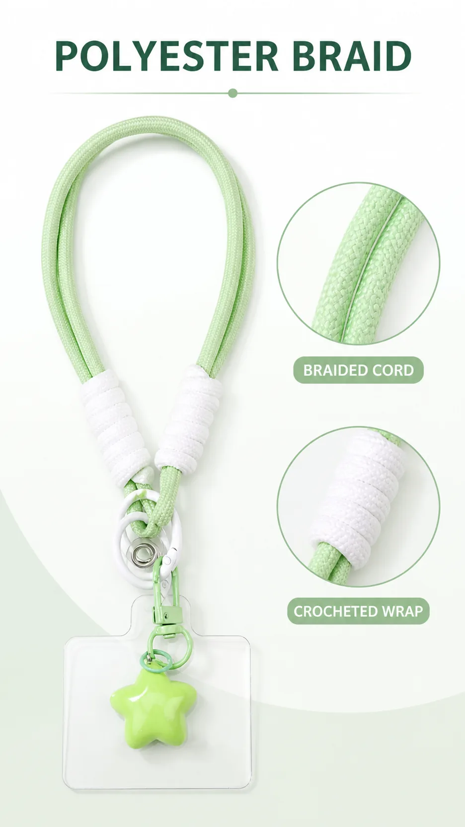 Dopamine Style Puffy Star Wrist Lanyard Keychain with Acrylic Card Holder product detail 4