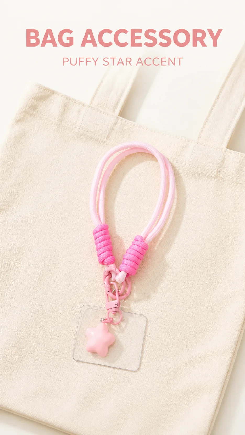 Dopamine Style Puffy Star Wrist Lanyard Keychain with Acrylic Card Holder product detail 7