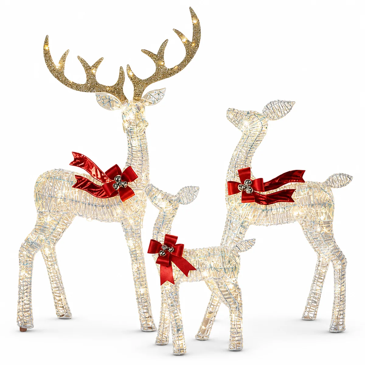 Iridescent LED Christmas Reindeer Set