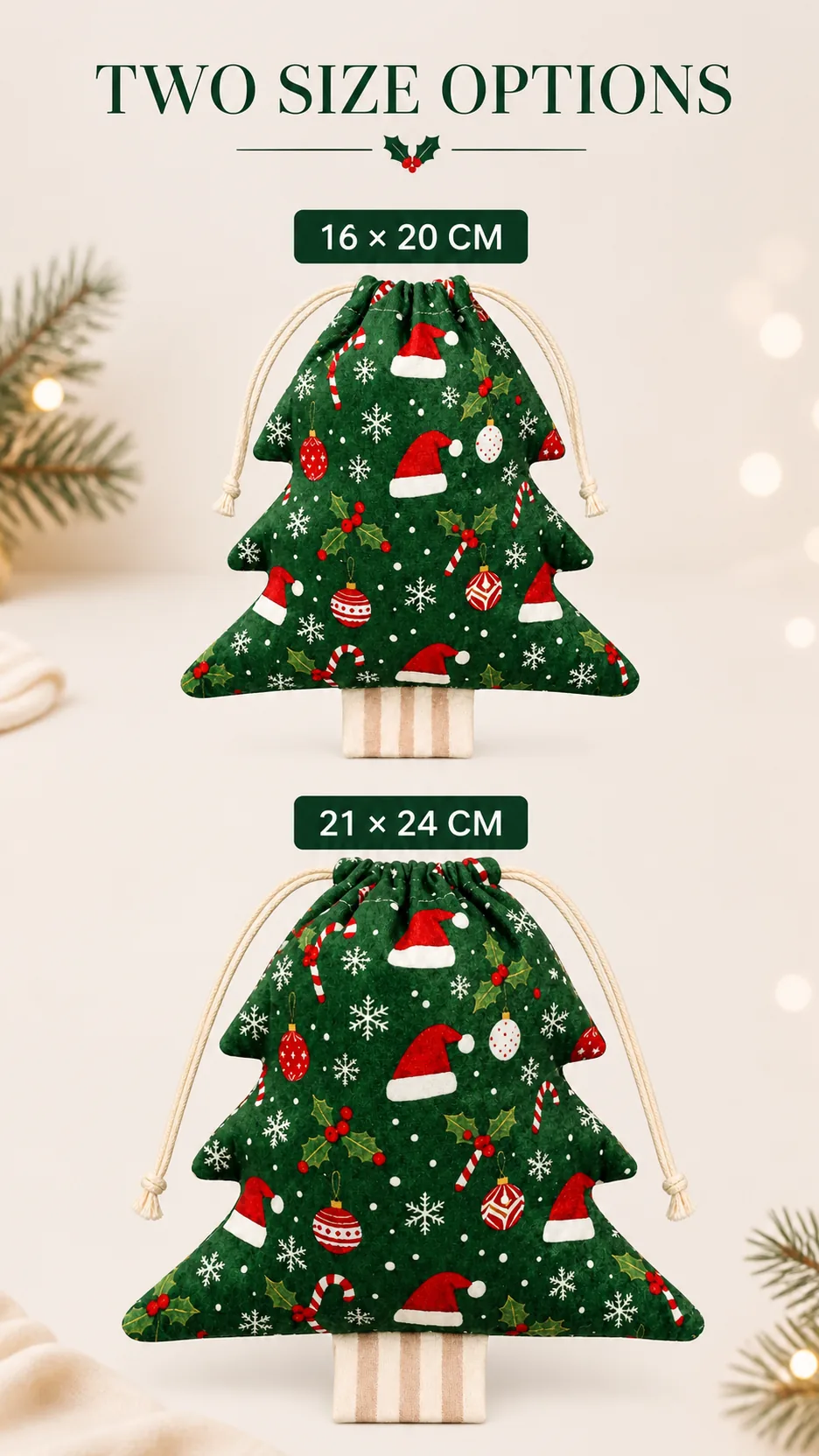 Christmas Tree-Shaped Drawstring Gift Bags product detail 6