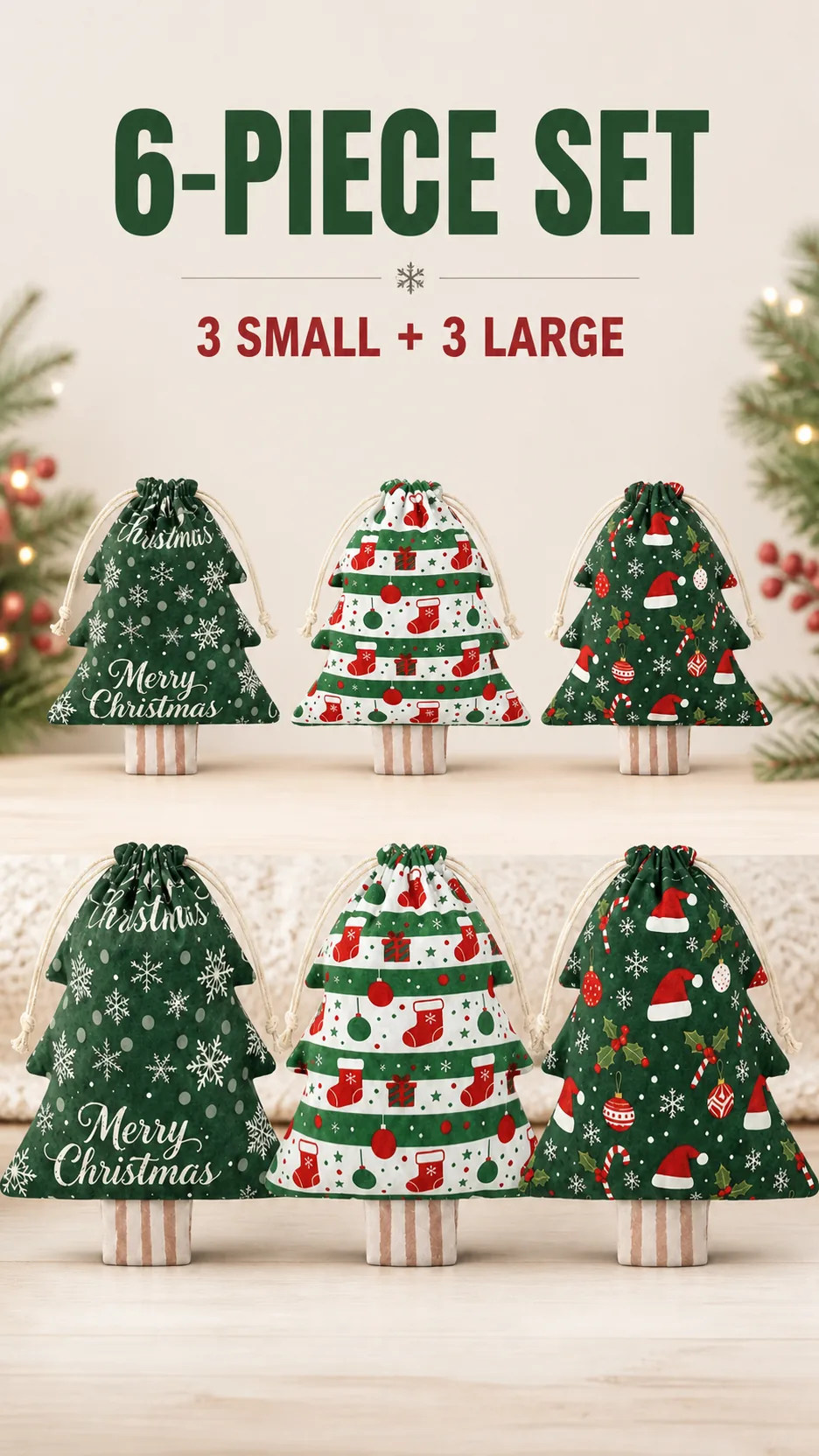 Christmas Tree-Shaped Drawstring Gift Bags product detail 8