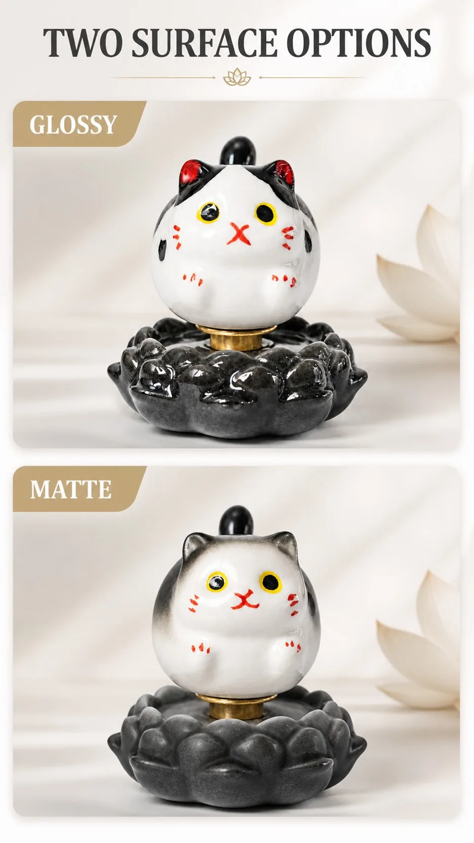 Rotating Ceramic Lucky Cat Figurines product detail 3