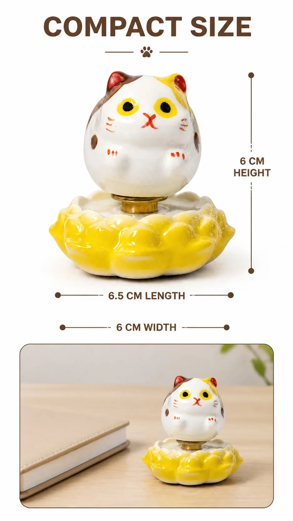 Rotating Ceramic Lucky Cat Figurines product detail 4