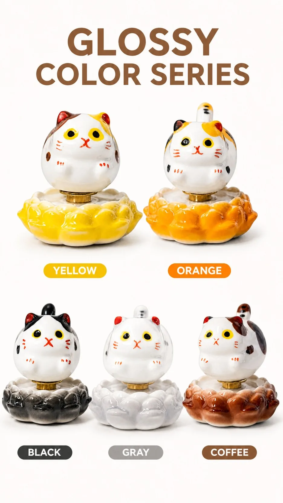 Rotating Ceramic Lucky Cat Figurines product detail 5