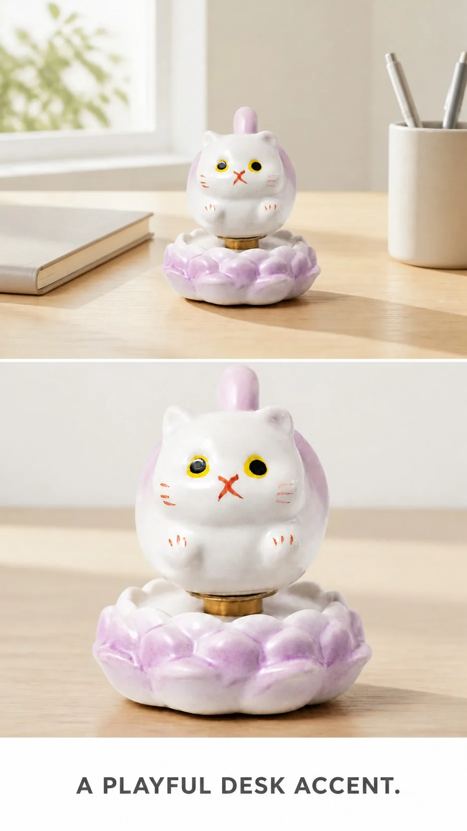 Rotating Ceramic Lucky Cat Figurines product detail 7